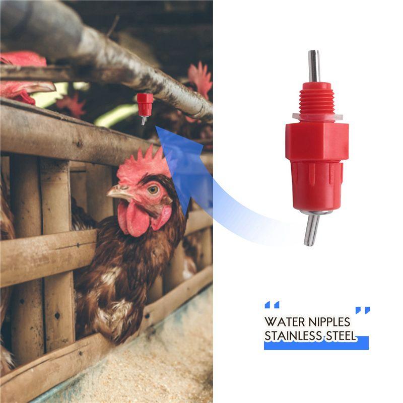 A84E-50Pcs Water Nipples Stainless Steel Ball Drinker Poultry Chicken Duck Screw