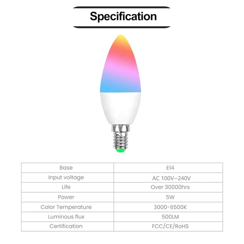 EWelink E14 Led Bulb WiFi Zigbee,Dimmable Candle Lamp 3000-6500k RGB,Works With Alexa Amazon Google Home Yandex Alice Smartthing