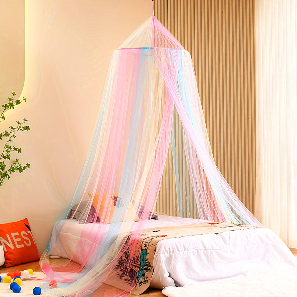 2,2M Regenbogen Fee Netz Kuppel Moskitonetz Babyparty Zubehör Prinzessin Bettbezug Vorhang Geburtstag Deko Mädchen Geschenk Moskitonetz