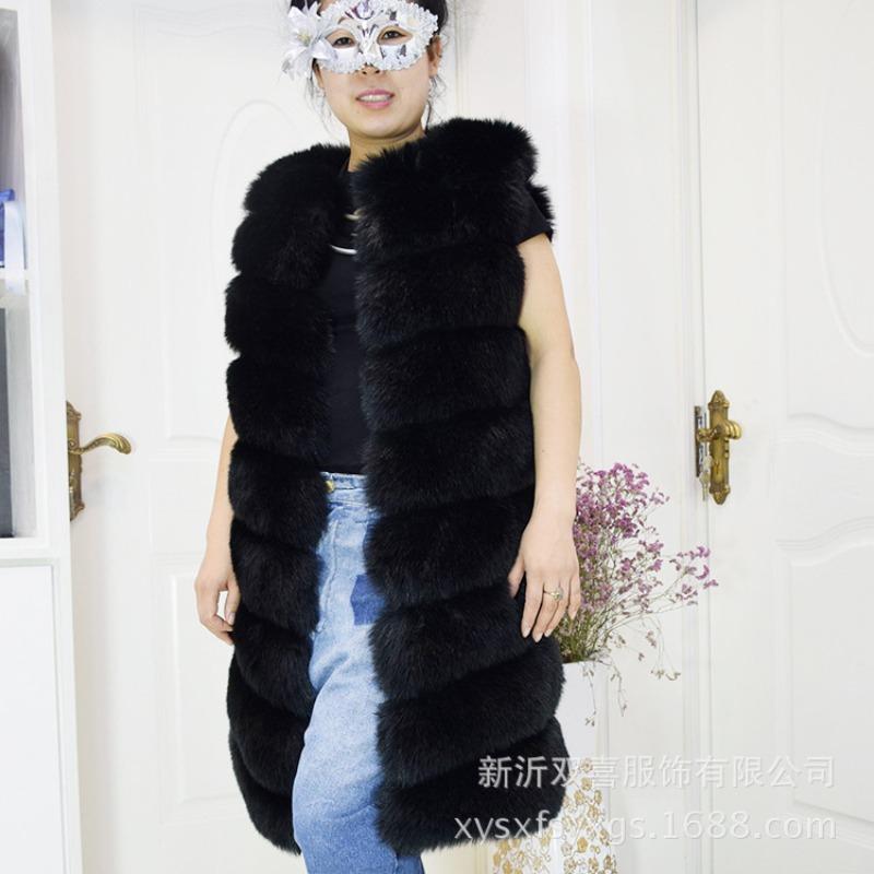 S-10XL New Artificial Fur Vest Women's Long Casual Trend Imitation Fox Fur Coat