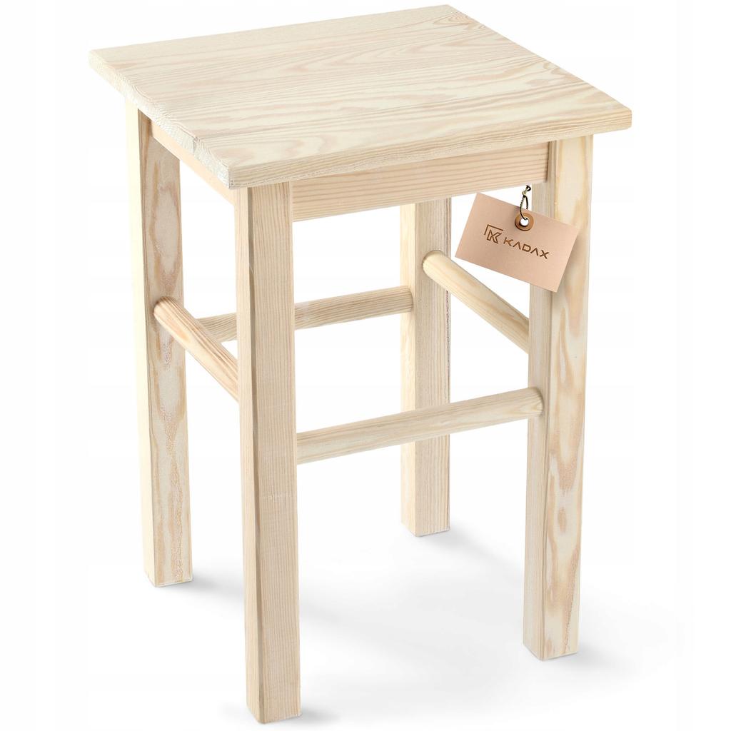 KADAX Wooden Stool Kitchen Stool Chair 43.5cm Solid Natural