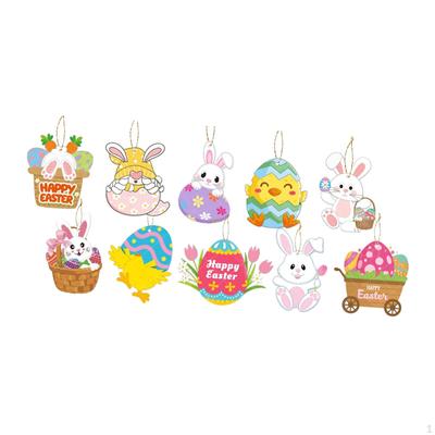 10Pcs Bunny Eier Ornamente Ostern Hängen Dekorationen Baum Schreibtisch Papier Tags Partei Liefert