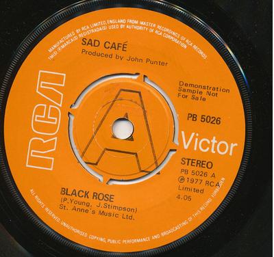 7inch Record SAD CAFÉ - Black Rose PB5026 RCA 1977 UK Rock Used