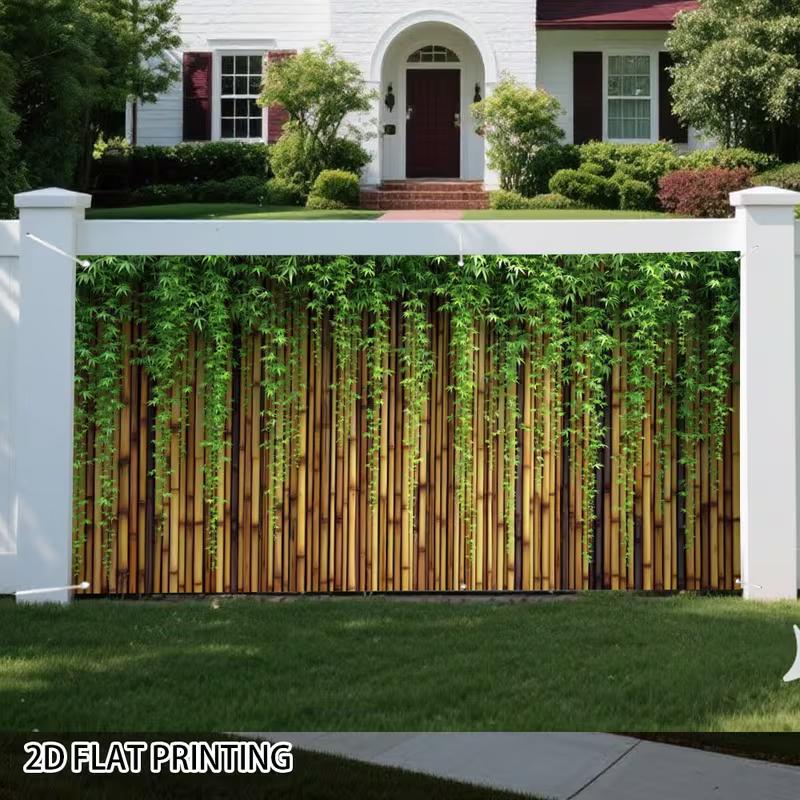 2D Asian Style Bamboo Wall Green Ivy Backdrop Garden Outdoor Fence Banner
