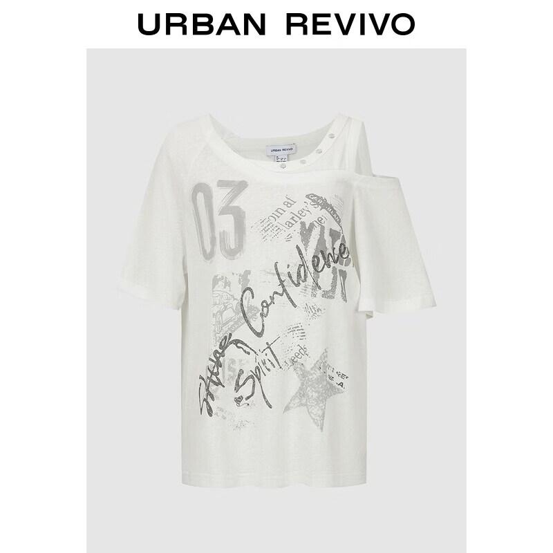UR2026 Women s Graffiti Print Off-Shoulder T-shirt L