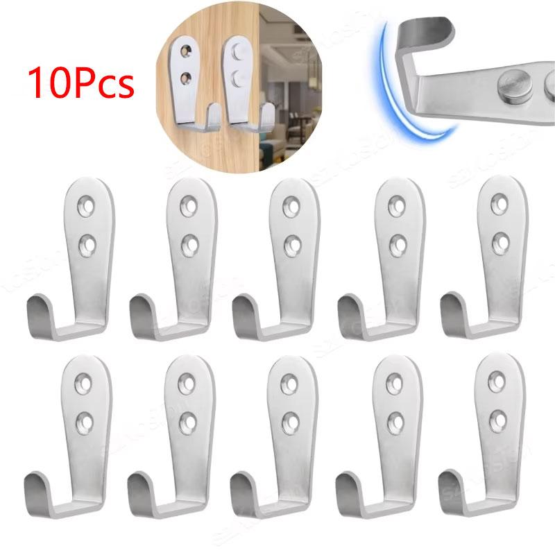 Stainless Steel Wall Hooks Heavy Duty Coat Key Holder For Home Garage Office Silver 8/10pcs