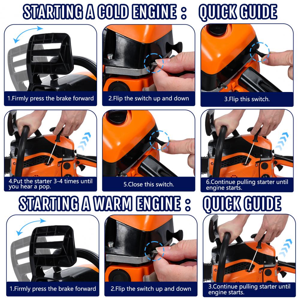 58CC 2-Stroke Gas Powered Chainsaw Handheld Cordless Chainsaw, High-Power Logging Saw for Wood Cutting and Tree Trimming Tools
