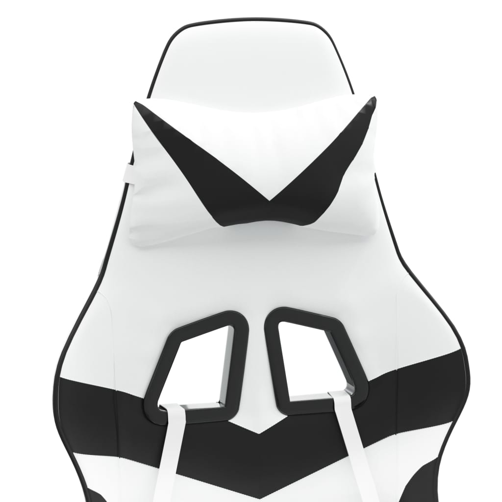 Gaming Chair In White and Black Synthetic Leather