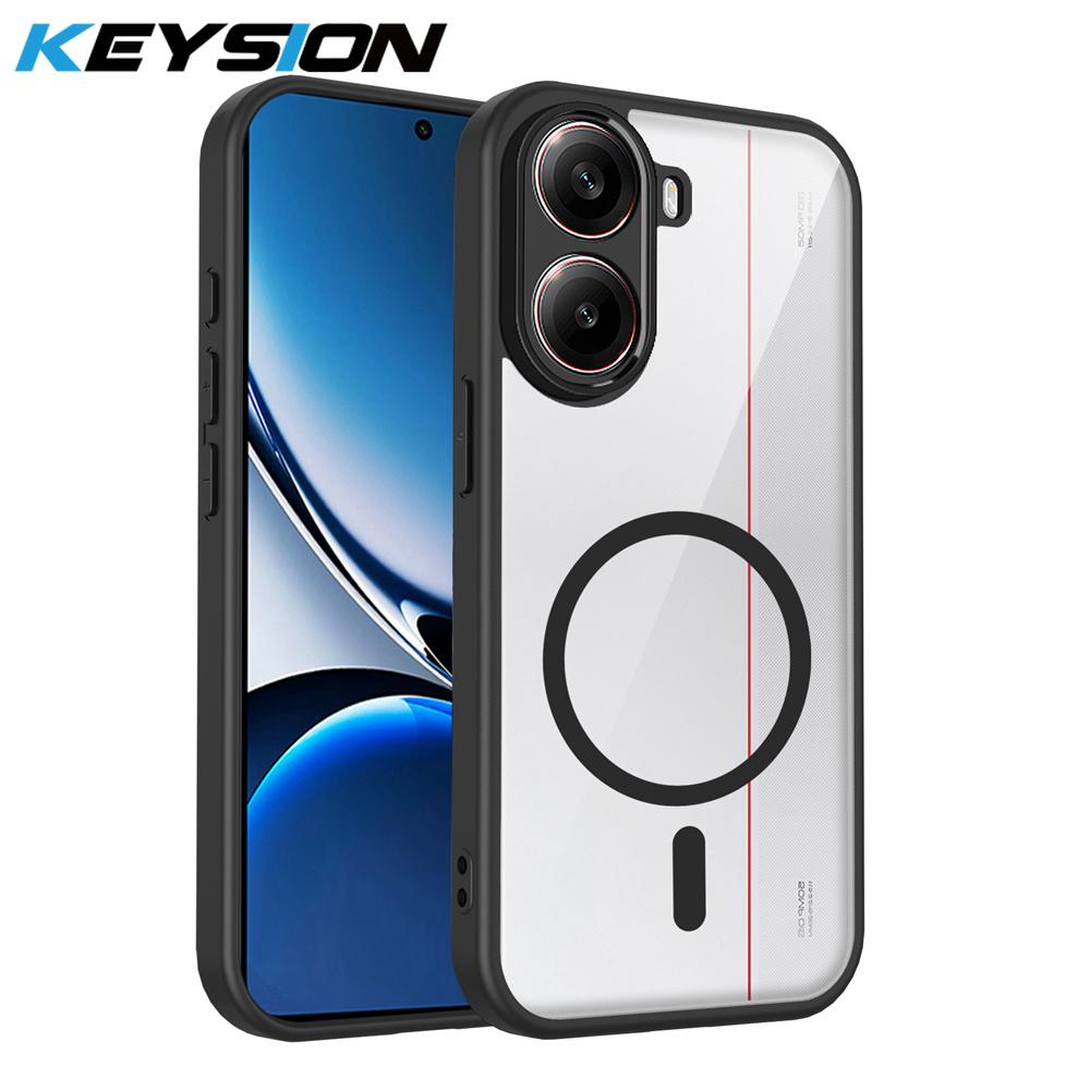 KEYSION Transparent Magnetic Phone Case for Xiaomi POCO X8 Pro Max Silicone+PC HD Clear Shockproof Back Cover for POCO X8 Pro