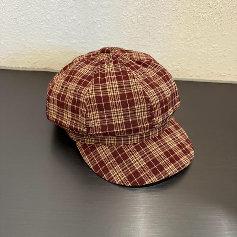 Vintage Plaid Octagonal Hat For Women With Sun Protection And Breathability For Spring And Autumn Fashion