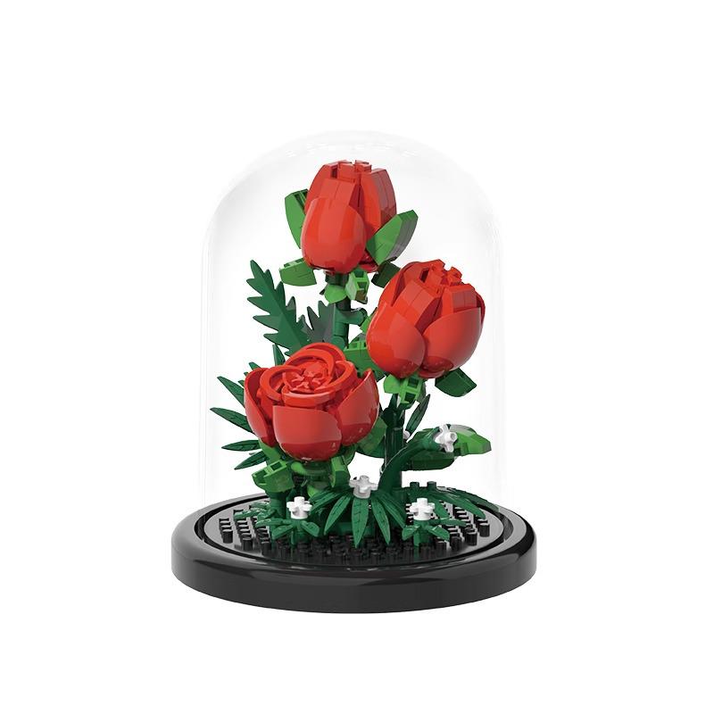 Rosa Eterna e Girasole Giocattolo da Costruzione - Fiori Freschi in Vaso per Regali di San Valentino e della Festa degli Insegnanti