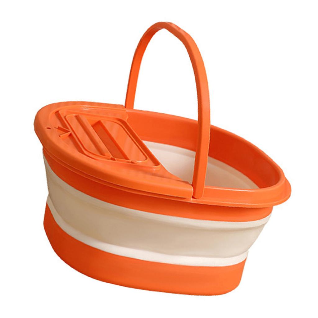 Banheira de Pedicure Dobrável Bacia Espessa para Escalda-pés com Pontos de Massagem para Casa Apartamento Dormitório Laranja Branco