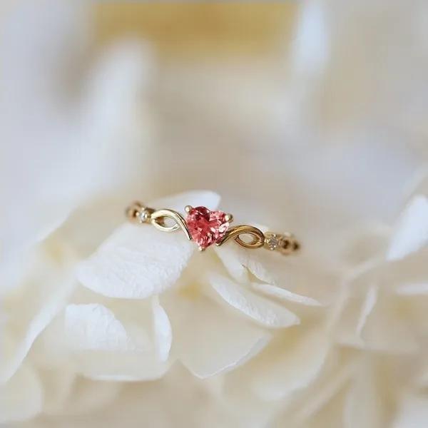 Huitan New Cute Ring With Heart Cubic Zircon Creative Design Women Jewelry Ring Daily Wearable Accessary Ring For Girl