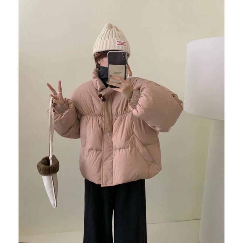 Korean white duck down short down jacket women's new lazy wind fluffy down jacket women's Pinghu