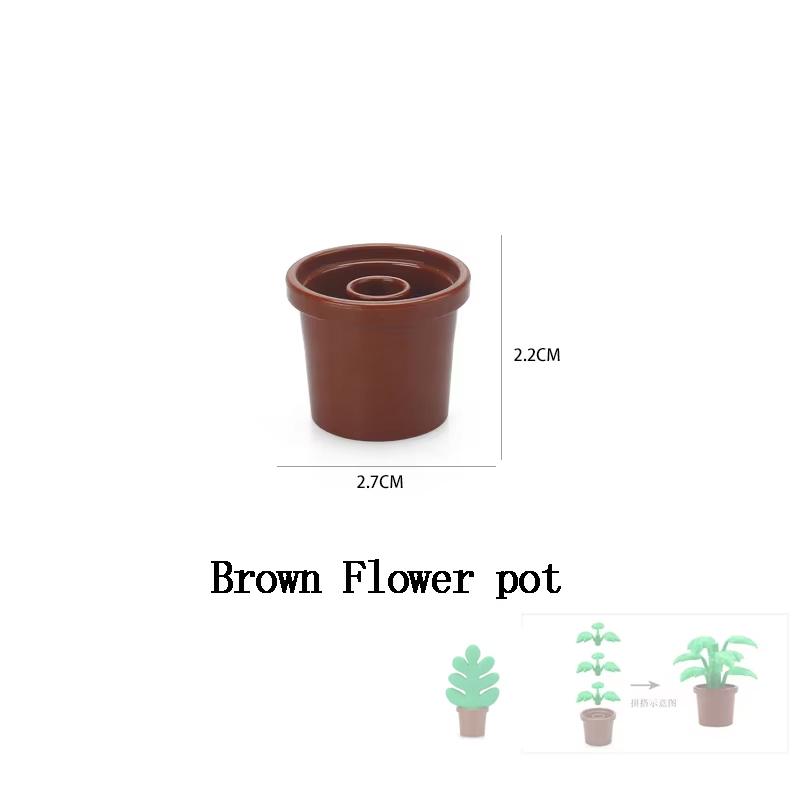 Plants Series Big Building Blocks Flower Brick Grass Pot Tree Adornment Farms Accessories Compatible Scenes Assemble Toy For Kid