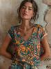 2026 Women's Tops Women's Floral T-Shirt Summer 2026 Short Sleeve Casual Loose Vintage Streetwear Fashion Clothes for Woman