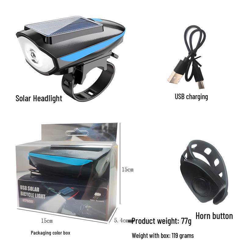 Fernlicht Fahrradlampe vorne mit Hupe für Nachtfahrten & Kinder-Radfahren