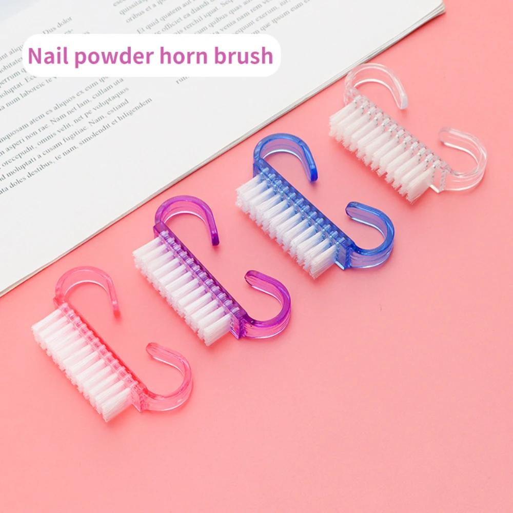 2PCS Nail Brushes 4 Colors Nail Art Manicure Pedicure Soft Remove Dust Powder Cleaning Brush Tools Transparent Horn Brushes