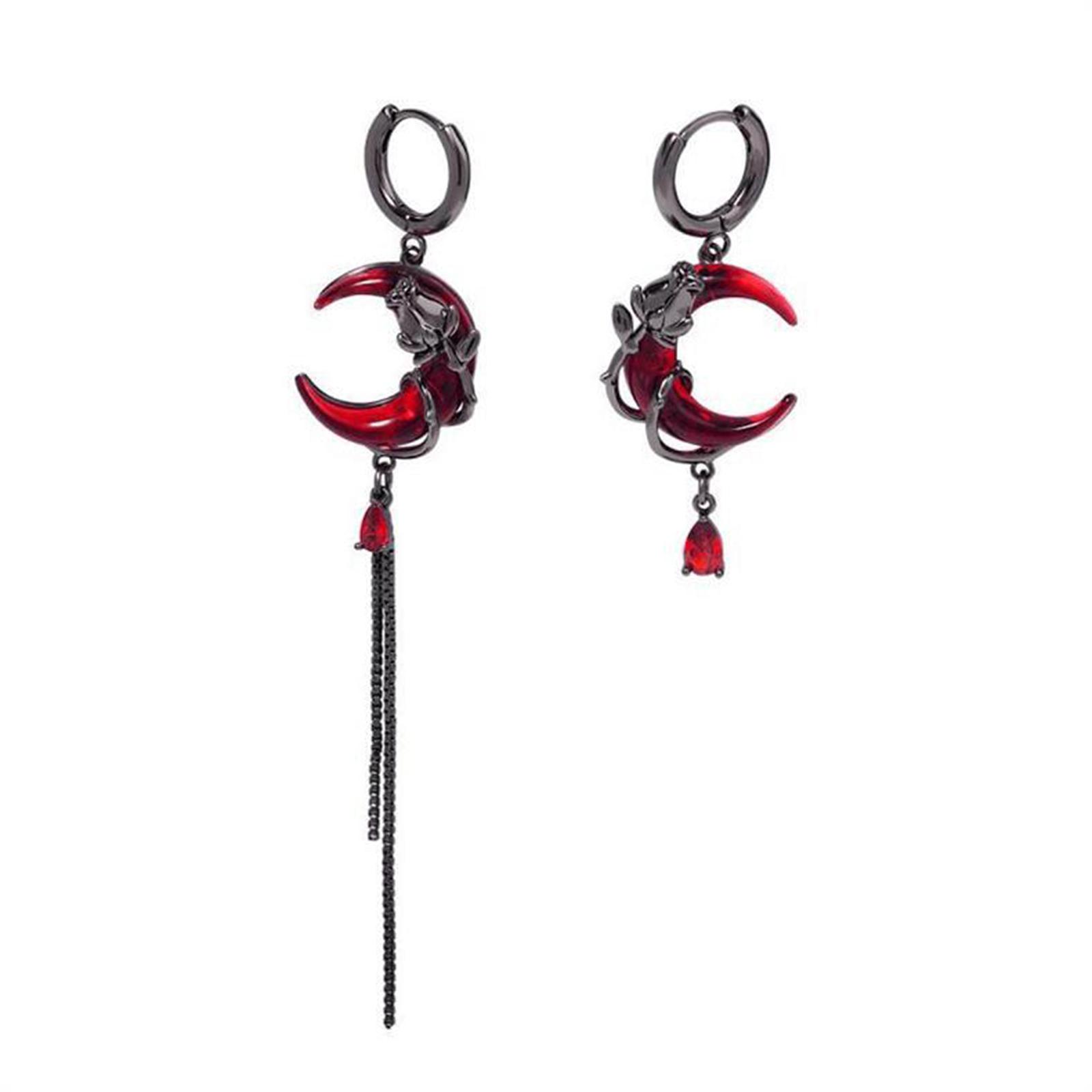 

Асимметричные серьги-капли в виде луны Модные серьги-луны Эффектные серьги-подвески Цепочки Сплав Текстура для женщины