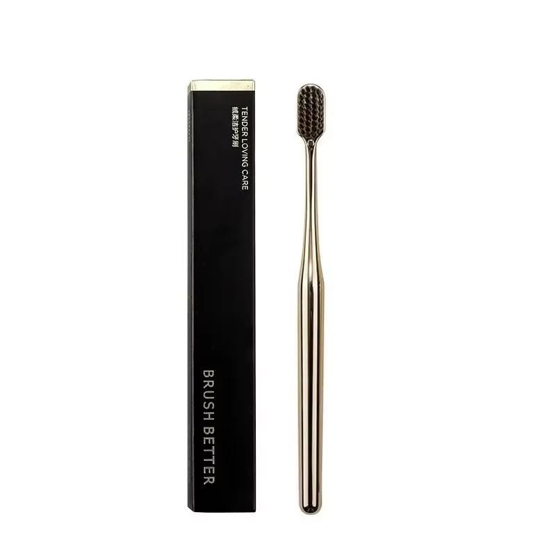 1/3/6pcs Luxury Soft Toothbrush Men Women Adult Tooth Brush Electroplate Gold Color Dental Brushes Toothbrushes Customizable