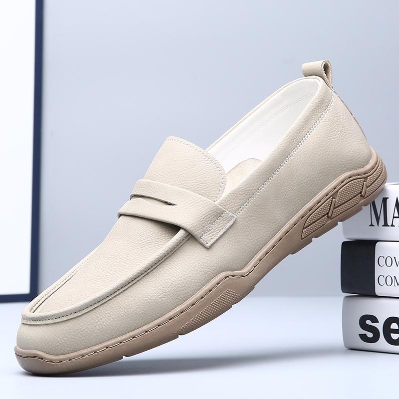 2025 new spring and summer men's shoes one-pedal loafers leather comfortable breathable men's shoes versatile casual Doudou shoes