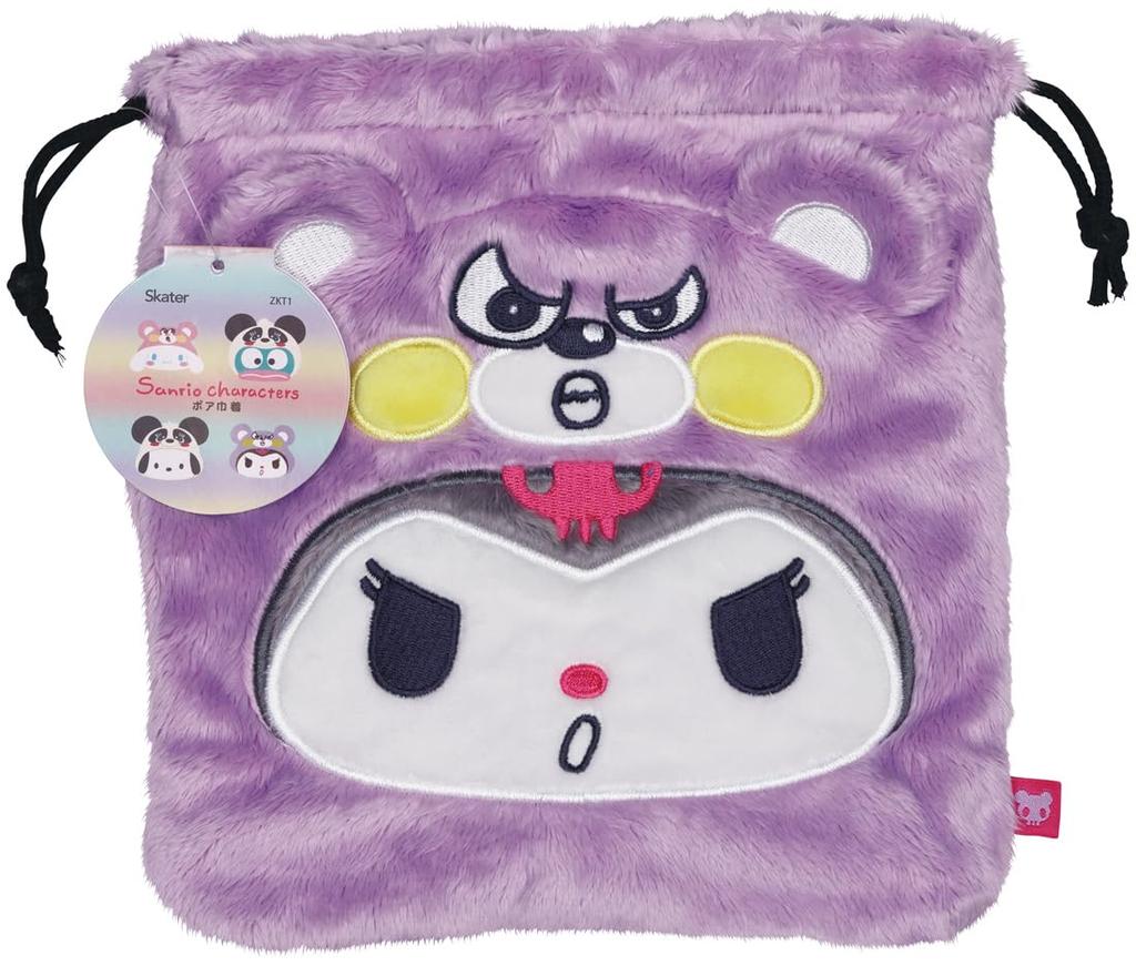 Skater Boa Drawstring Kuromi and x Bag, Sanrio, 25.5 20cm, ZKT1-A