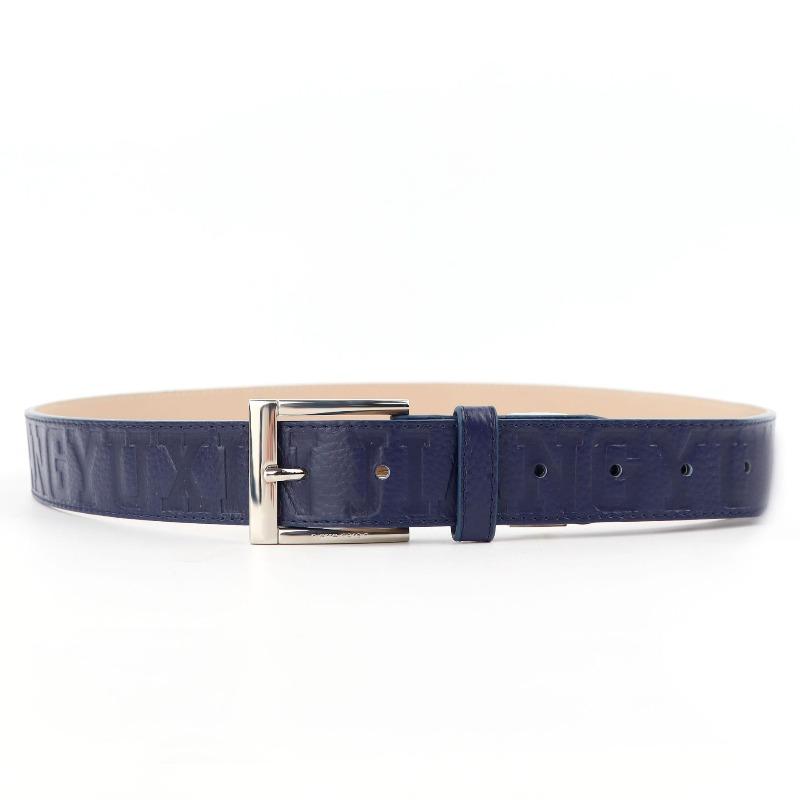

Meier Top grain leather belt with buckle - premium men s genuine leather belt with lettering for young and middle-aged men 100~130cm синій