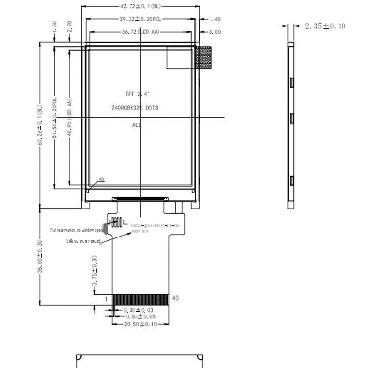 Brand New 2.4-Inch IPS LCD Display with 40-Pin Connector, High Brightness, Full Viewing Angle, Technical Guidance Included.