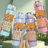 1PC This Is My Human Costume Cat Print 750ml Color Plastic Sports Water Bottle Leakproof Flip Straw Lid Suitable for Sports Office Home Use