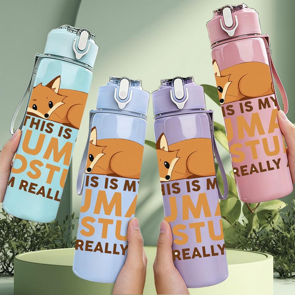 1PC This Is My Human Costume Cat Print 750ml Color Plastic Sports Water Bottle Leakproof Flip Straw Lid Suitable for Sports Office Home Use
