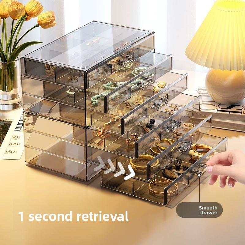 Jewelry storage box Large capacity earrings Earrings Necklace Earrings Bracelet Jewelry box Exquisite beaded finishing box Transparent