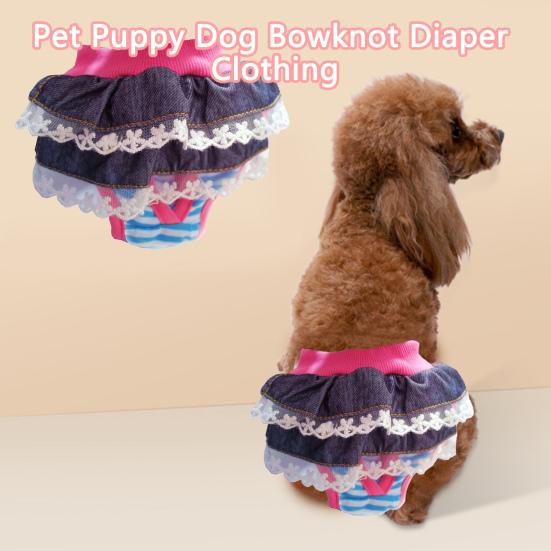 Yousheng Dog Menstrual Pants Comfortable Anti-harassment Cotton Pet Puppy Dog Bowknot Diaper Clothing Pet Supplies