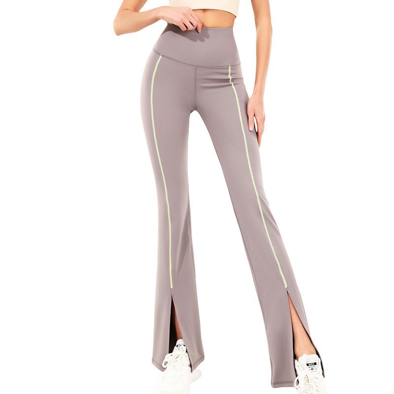 

Женские брюки для йоги с высокой талией, разрезом и микроклешем - Контроль живота и подтяжка бедер, Спортивная одежда для улицы XXL синий