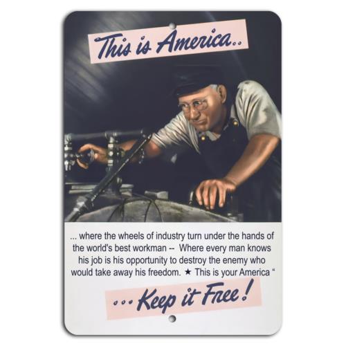 Americas Industry Powering FreedomKeep it FreeAluminumtin sign 20x30cm（7.8x11.8inch）