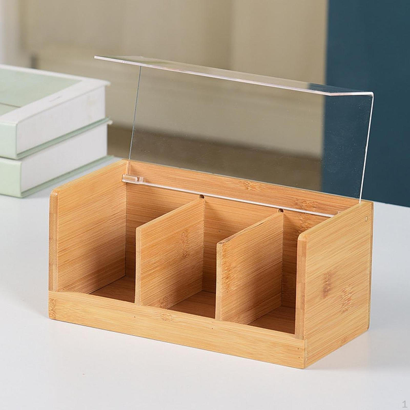 

Organizer Container Dustproof Countertop Teabag Storage Box Holder for Farmhouse Store Household 3 Grids
