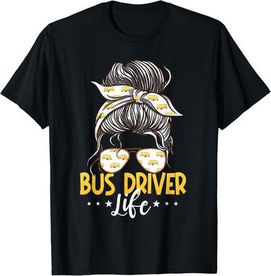 Bus Driver Life Messy Bun Bus School Bus Driver T-Shirt Unisex T-Shirt