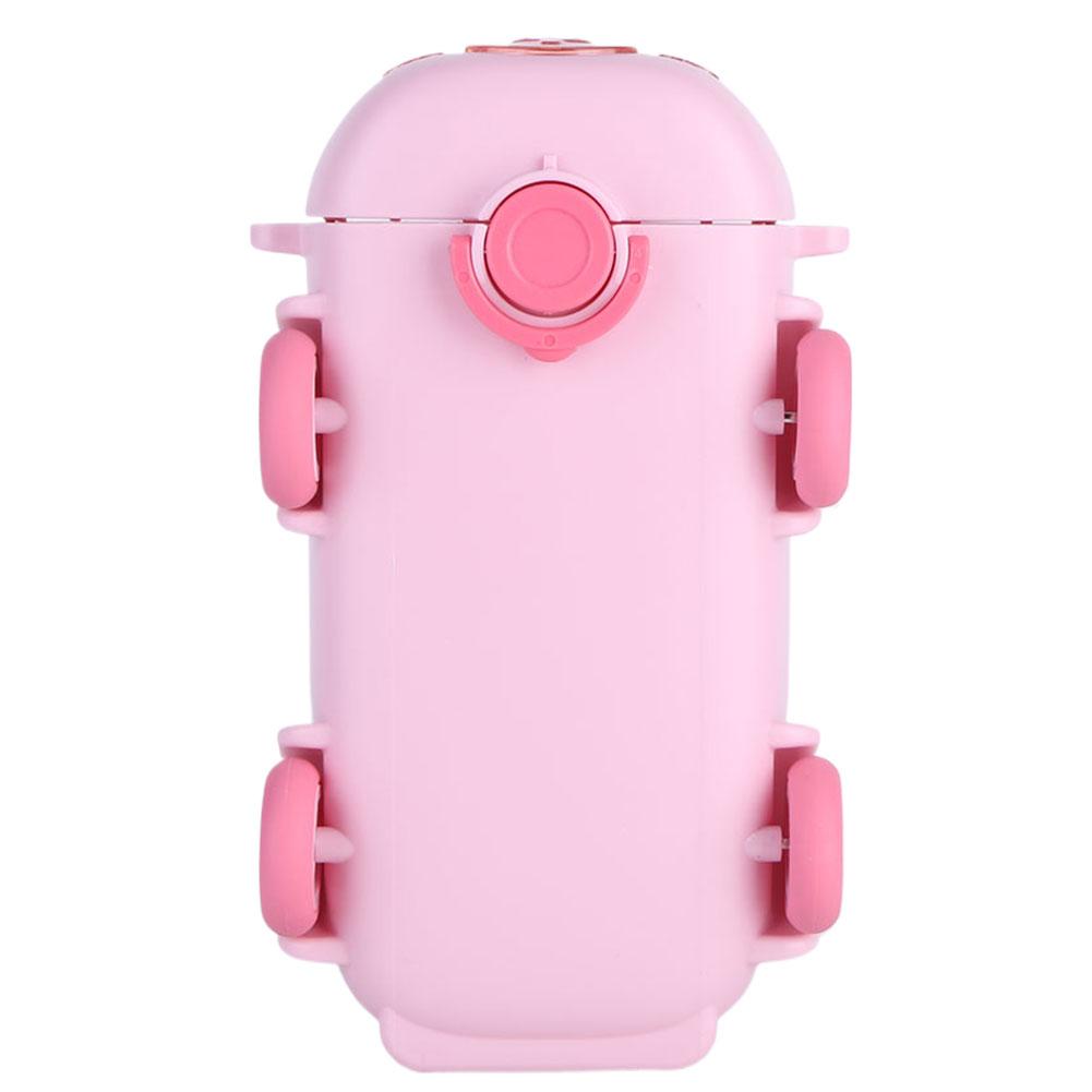 500ML Bus Shape Cartoon Water Cup with Movable Wheels & Strap Cute Car Water Bottle Leakproof for Home Travel