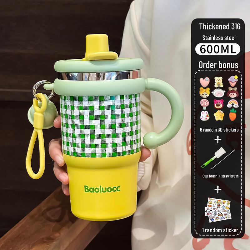 2024 High-Value Large Capacity Coffee Thermos with Handle and Straw for Girls