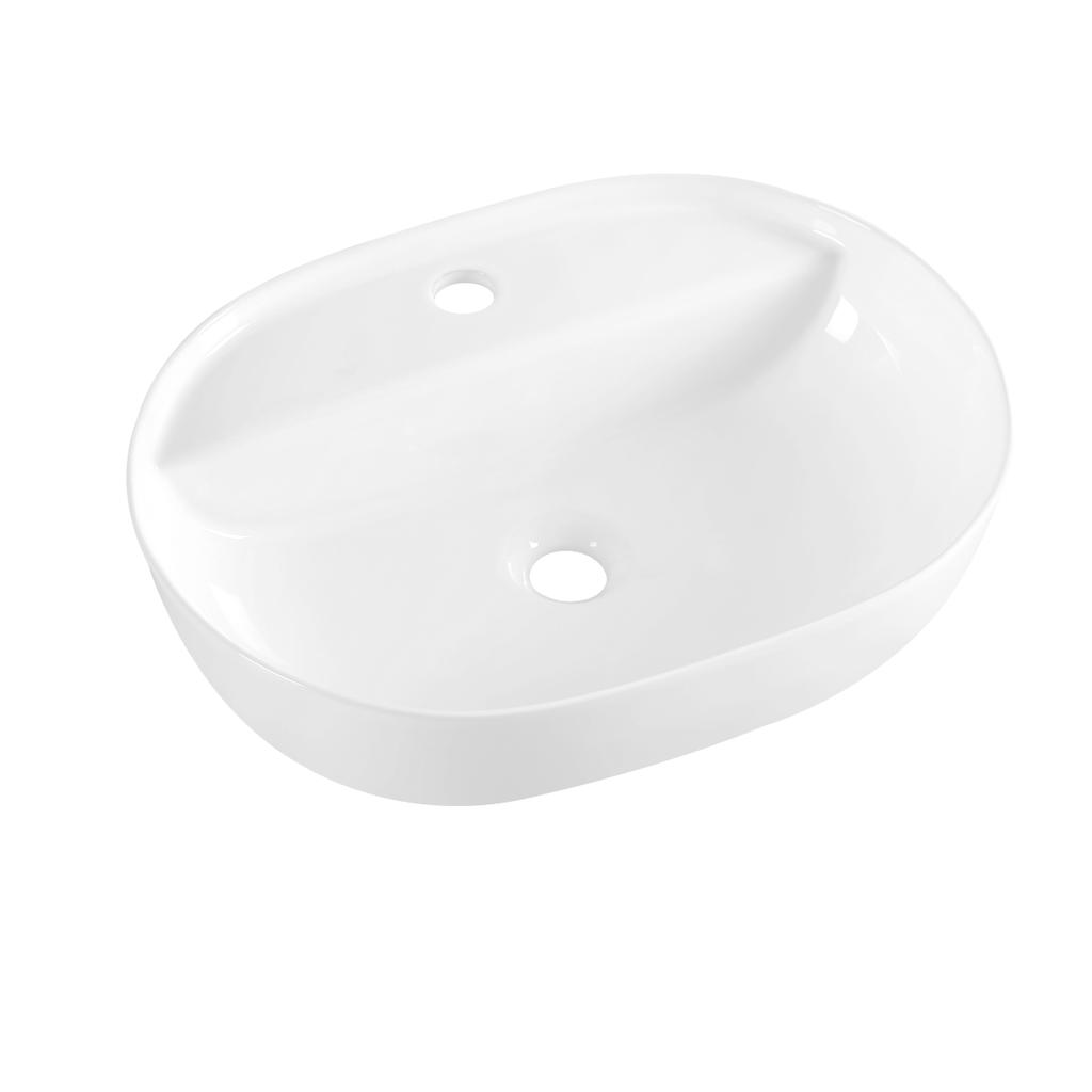 Dritto countertop washbasin 51.5X39 CM oval with tap hole white