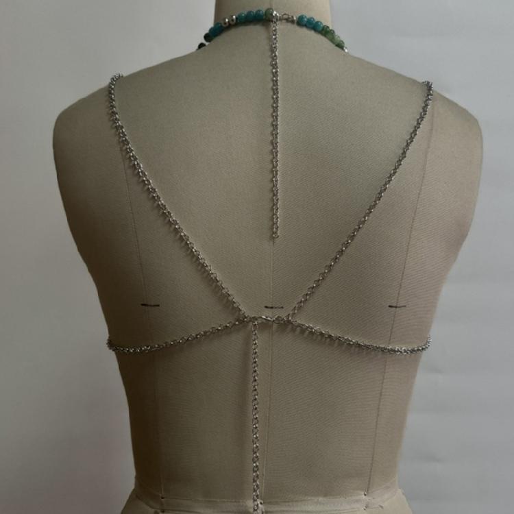Pearls Body Chain Bra Multilayer Pearls Chest Chains Body Accessories Jewelry for Women Nightclub Raves Body Jewel