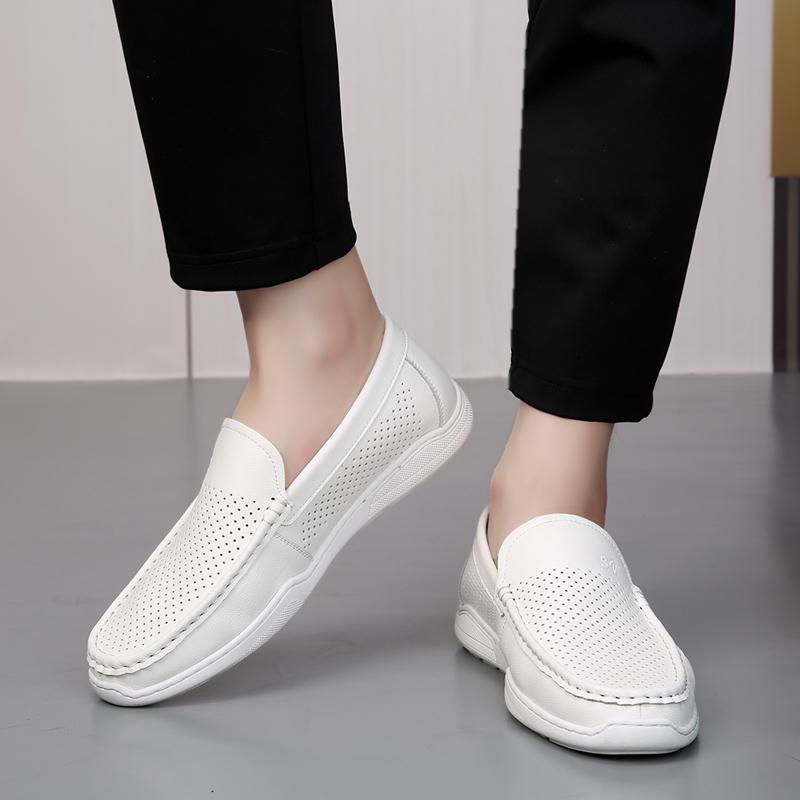 Leather luxury Penny Men's Loafers and Slip-ons Casual Shoes Hollow Out Man Moccasins Summer Slip-On Flats Mens Driving Shoes
