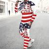 Men Sunflower Skull Flag Print Long Sleeve Sweatshirt And Drawstring Jogger Pants Casual Two Piece Streetwear Outfit