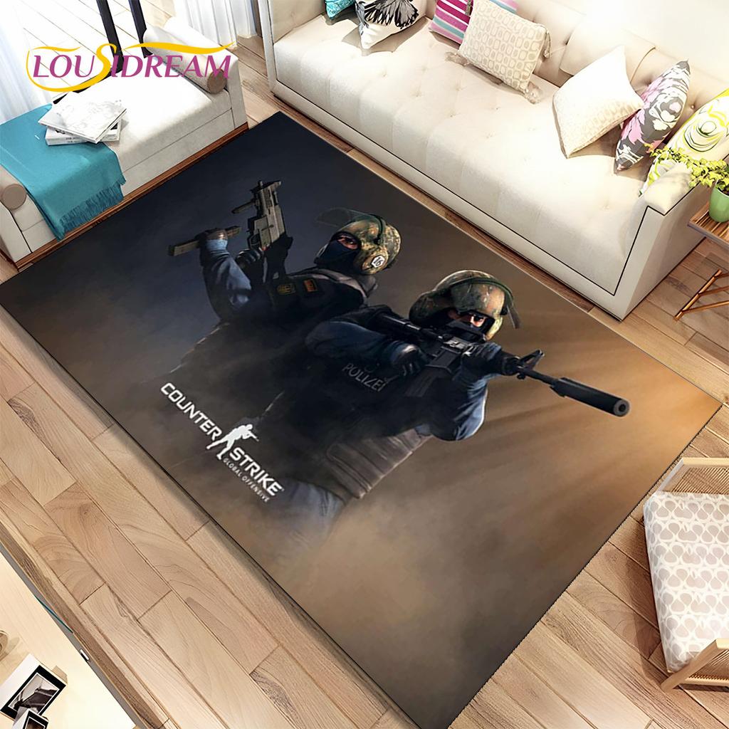 CS GO,Game Gamer,Counter Strike Area Rug,Carpet Rug for Home Living Room Children Bedroom Sofa Doormat Decor,Non-slip Floor Mat