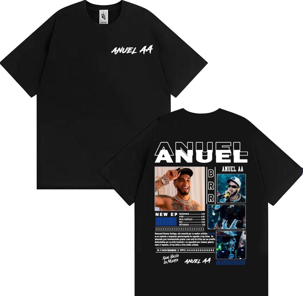 Rapper Anuel AA Rhlm 2 Album 2026 Tour Tshirts Men Women Fashion Hip Hop High Street T Shirt Cotton ONeck Short Sleeve Tshirt