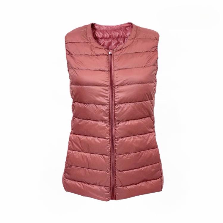 

Женский теплый жилет 7XL 8XL большого размера жилет ультралегкий пуховый жилет женский портативный без рукавов зимний теплый подклад XS темно-розовый