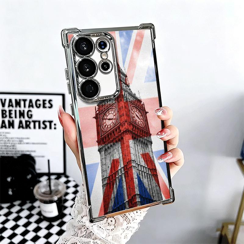 Union Jack England UK Flag Soft Phone Case For Samsung Galaxy S26 Ultra S25 Edge S24 FE S23 Plus S22 S21 + S20 Plating Anti-Fall