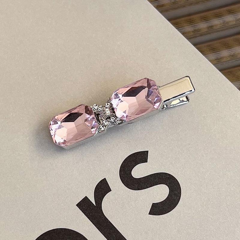 

Розовая заколка для волос с сердечком из стразов - Корейский стиль, трендовая атмосфера, милая и крутая металлическая заколка для волос