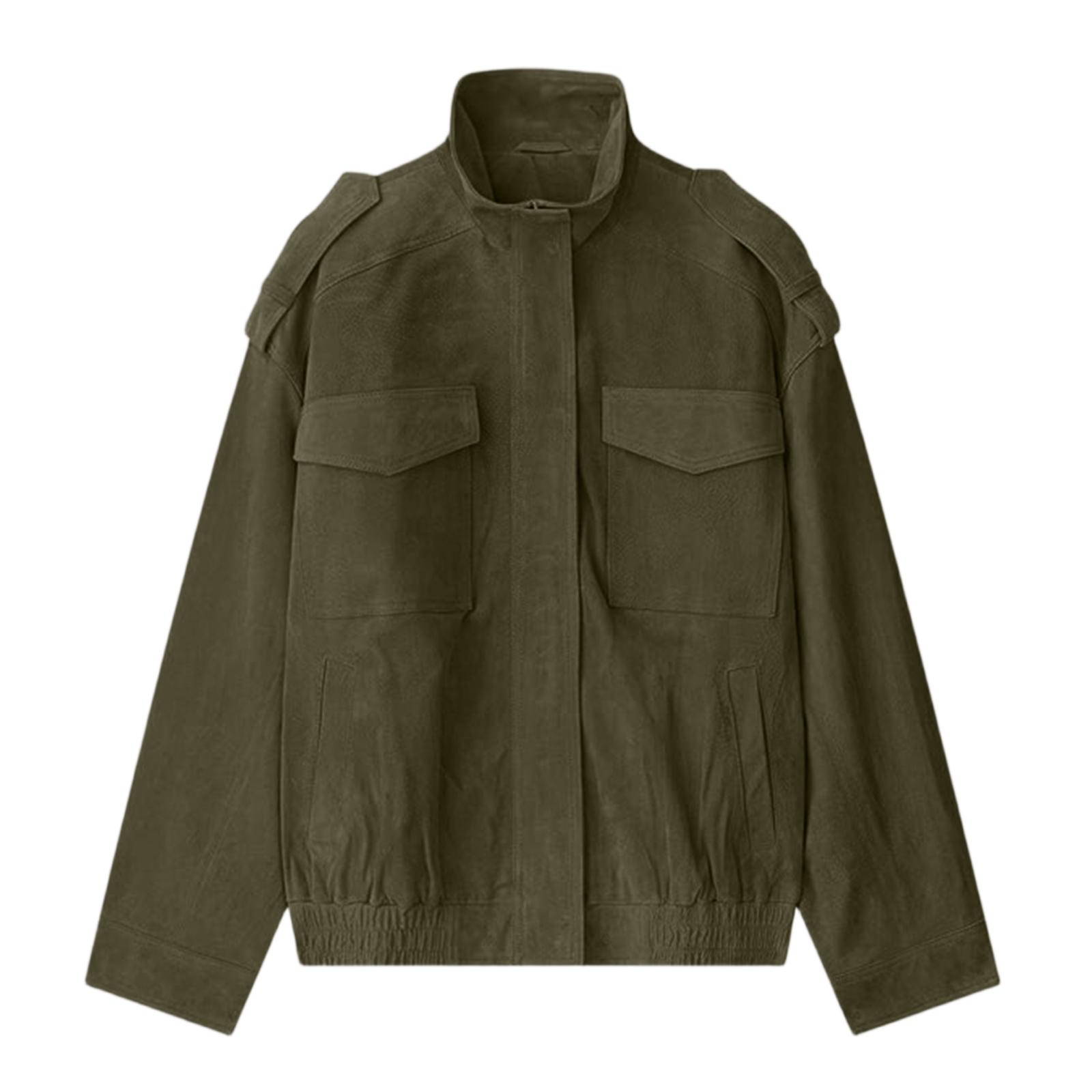 

Женская модная куртка с длинными рукавами, воротником-стойкой, замшевым карманом и флисовой текстурой L