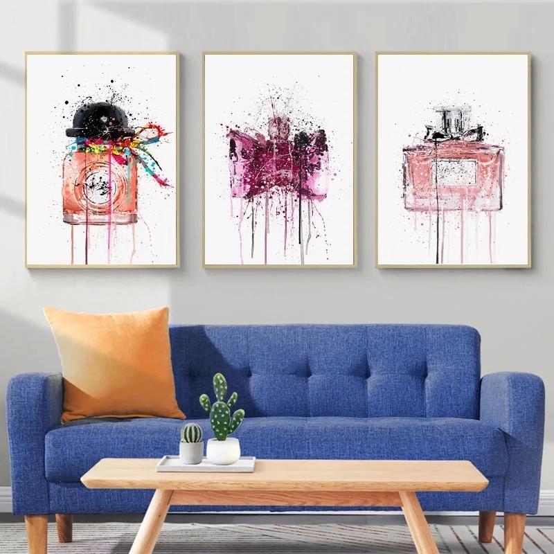 Abstract Graffiti Perfume Bottle Watercolor Style Canvas Painting Wall Art Picture Posters and Prints for Living Room Home Decor No Frame