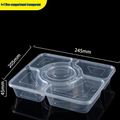 Contenants jetables à 4+1 compartiments pour la préparation de repas